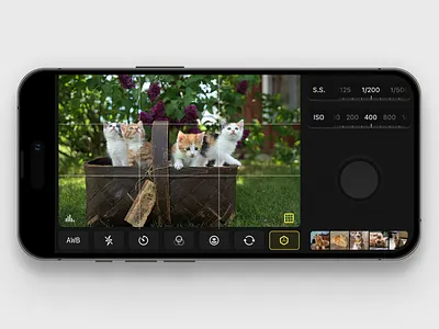 Camera app with manual settings. camera ios iphone mobile app ui design