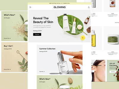 GLOWING - a skincare website app branding design front end graphic design illustration logo typography ui ux vector web design