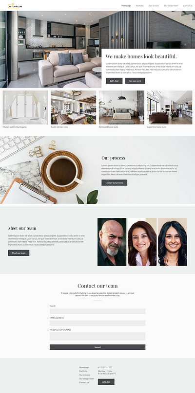 Home Renovation design ui web desing