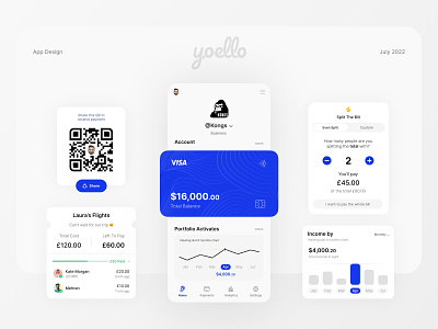 Yoello Pay-Mobile app design 3d animation app application bank branding mobile payment product ui ux