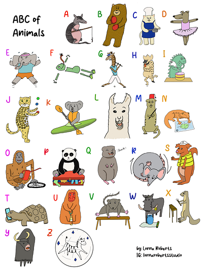 Animal ABC animals cartoon character design childrens book childrens illustration illustration picture book picture book illustration