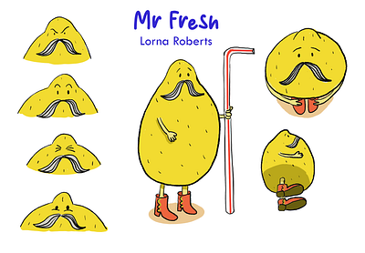 Mr Fresh character design sheet cartoon character design childrens book fruit illustration lemon picture book picture book illustration