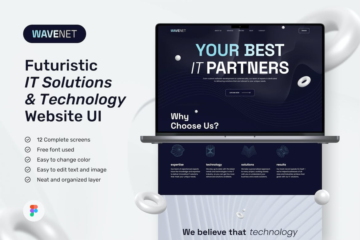 WaveNet – IT Solutions & Technology Website Design app application homepage landing landing page landingpage mobile app ui ui ux uidesign uiux uiuxdesign user user experience ux uxdesign uxui web webdesign website