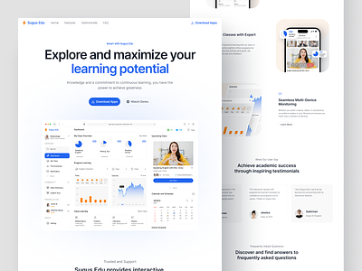 Sugus Edu - Learning Landing Page chart education homepage landing page learning learning landing page motion graphics online course online tracker product product design responsive studying user interface website white space