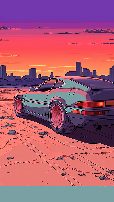 Desert Serenity🌆 automotive art car art car illustration design digital art illustration japanese cars