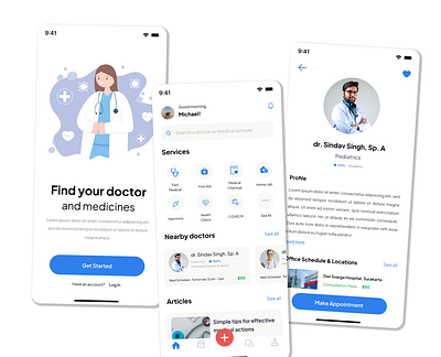 Godoctor - Mobile Medical App Concept design medical app mobile app ui