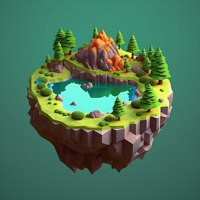 Miniature Geometric Island dall e