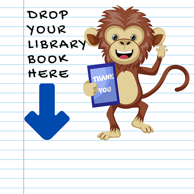 Library Book Drop Off Sign custom customizable design elementary school graphic design library school