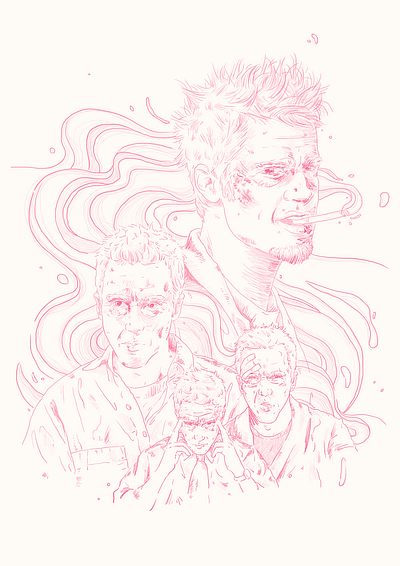 Fight Club character colors editorial illustration lineart movie norton photoshop pitt