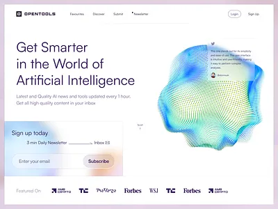 AI Newsletter Landing Page Design ai aidesign aiwebsite graphic design minimal ui design uiux website