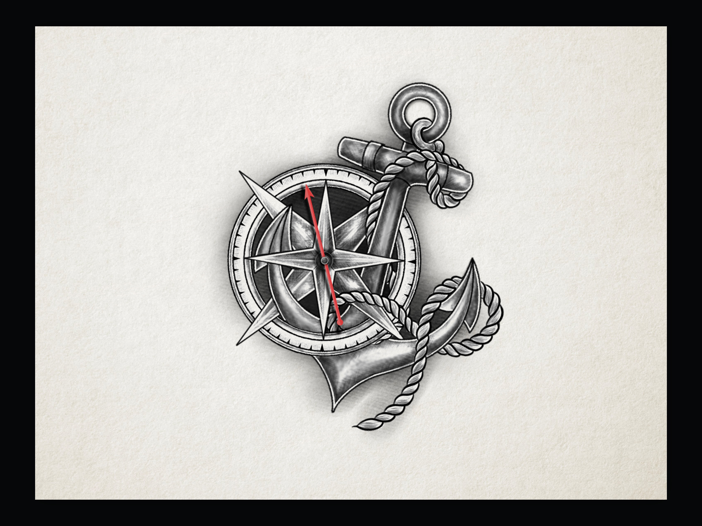 Anchor with compass engraving vector image on VectorStock | Compass  drawing, Nautical compass tattoo, Compass tattoo design