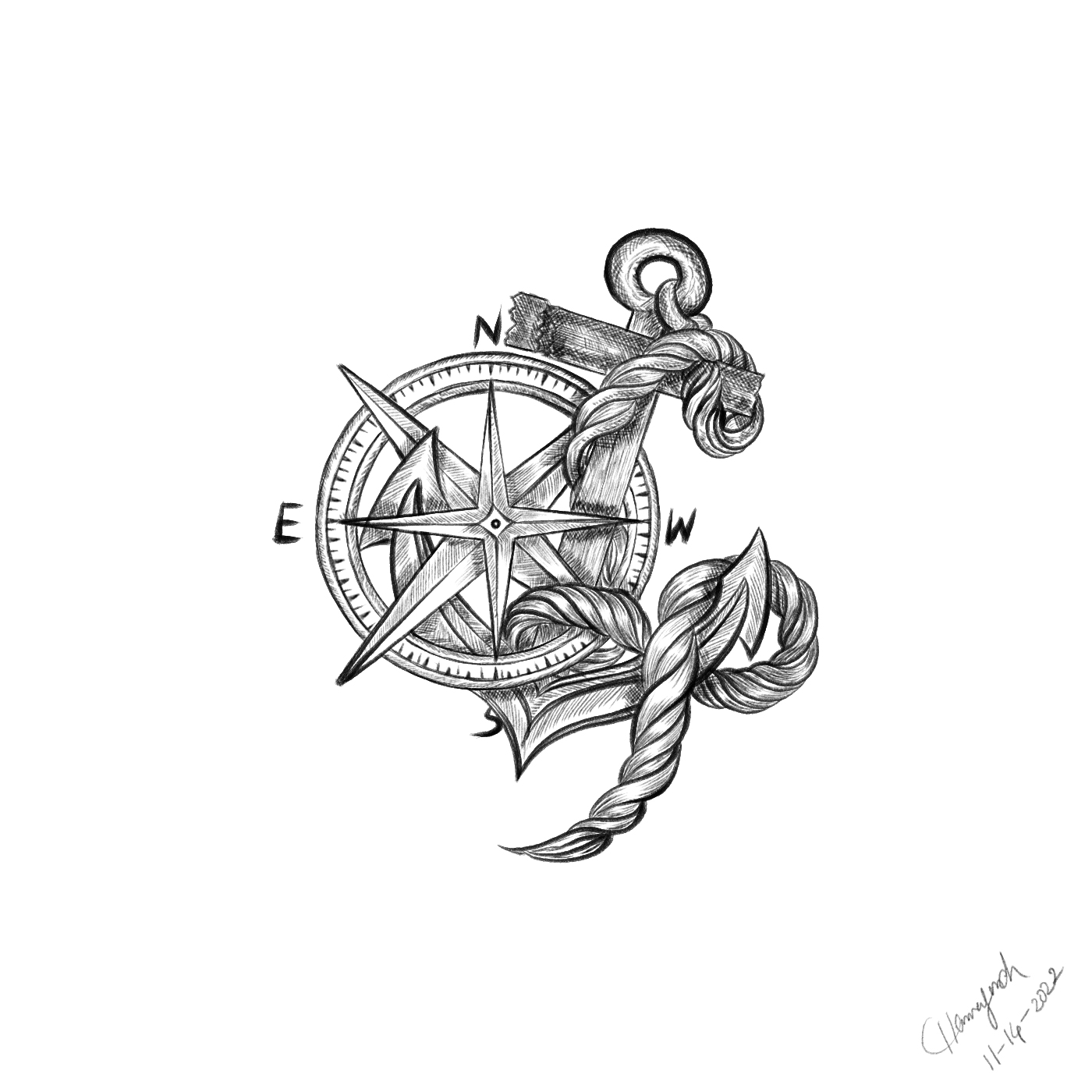 Anchor  Compass Tattoo Design by Humayun Chowdhury on Dribbble