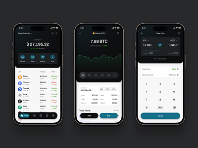 Crypto wallet web3 mobile app analytics app binance btc chart crypto currency design eth finance fintech graph mobile app money nft trading transfer ui wallet web3