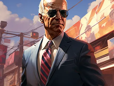 Joe biden gta-5 style artwork grand theft auto artwork graphic design gta gta 5 gta v joe biden midjourney usa