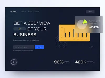 Business Analytic - Hero Website business website dark mode dashboard design illustration rizki agus ui ui design ui illustration ux design
