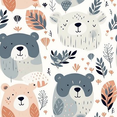 Cute bear pattern illustration
