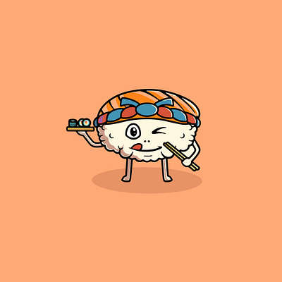 Cute Sushi Smiling Illustration branding dinner graphic design illustration seafood ui