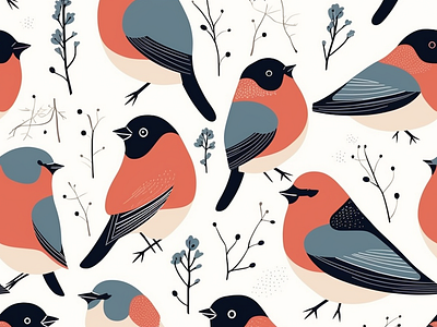 Bullfinch pattern illustration