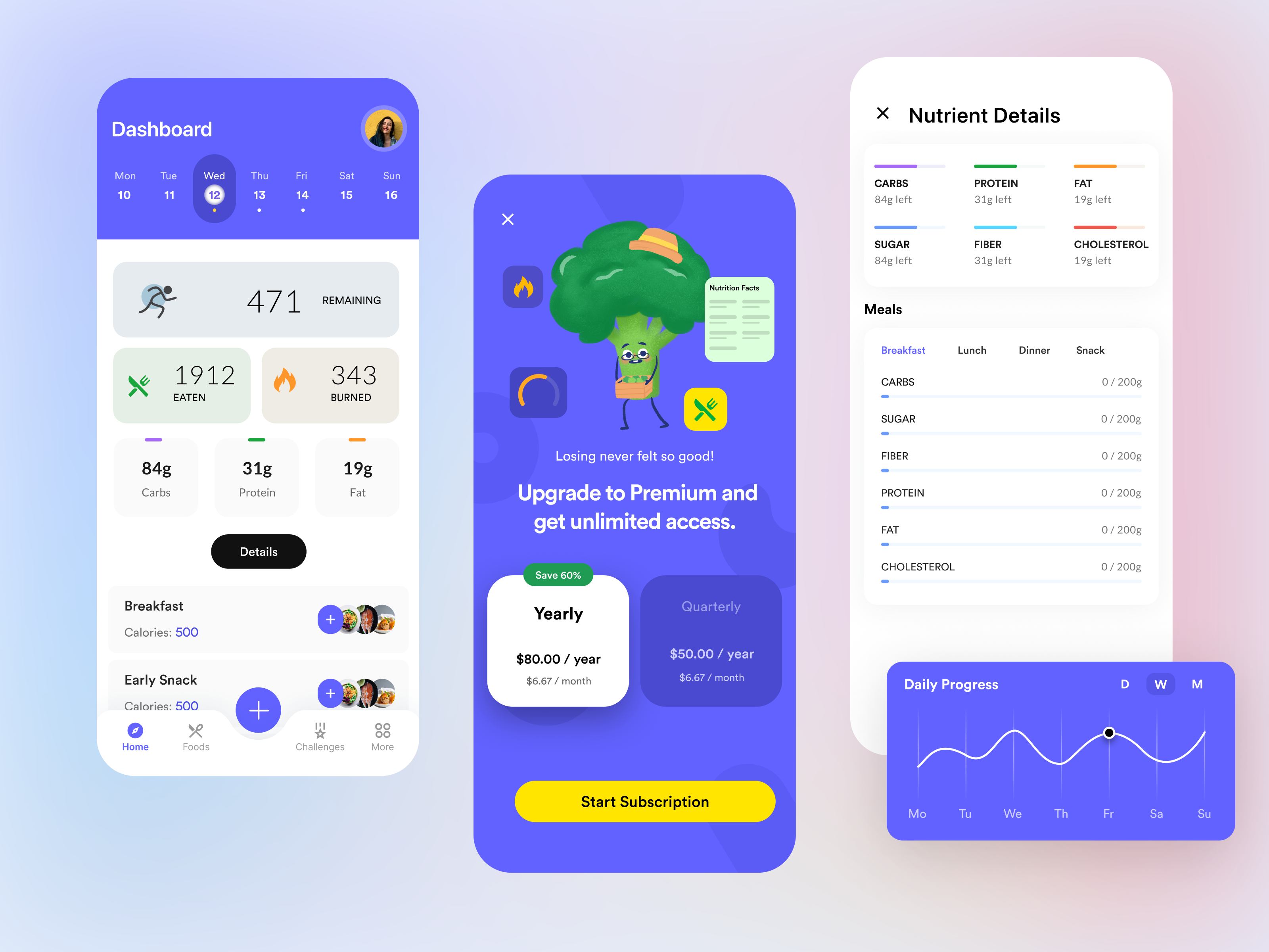 Diet & Food Tracker app design by Josim Uddin on Dribbble