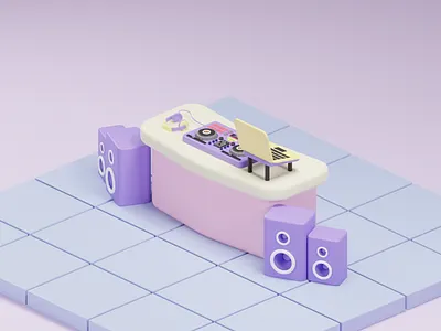 Whats your favorite DJ music? 3d 3dblender 3dicon blender design dj illustration isometric music setup
