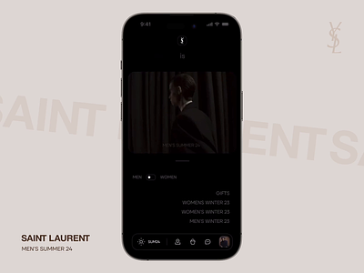 Saint Laurent Fashion App Mobile Concept ai animation app artificial intelligence branding concept design ecommerce fashion inspiration interaction interface market mobile product saint laurent shop ui ux web