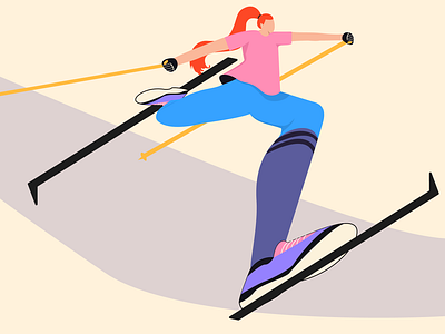 Woman Downhill Skiing Illustration art design flat graphic design illustration illustrator ui vector