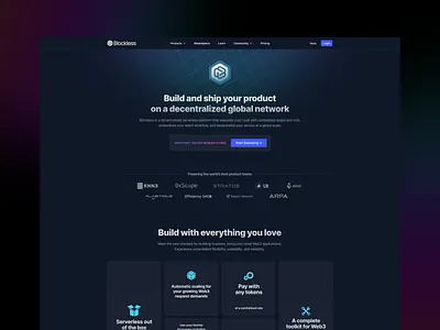 Blockless website concept - dark blockchain branding clean crypto minimal ui ux web web3 website
