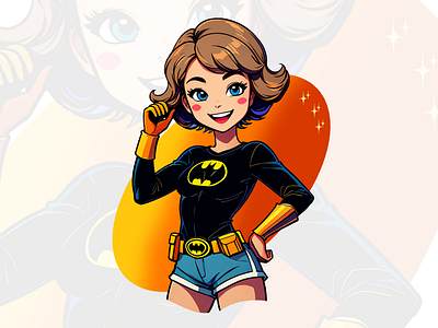 Girl with batman shirt sticker art design graphic design sticker art vector art
