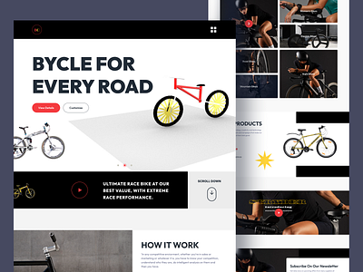 Landshop - Cycle Store Website bicycle bike cycle cycle website ecommerce home page landing page landingpage mtb bike online store product design ride road bike scooty skate ui design vehicle web design website