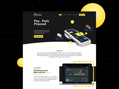 Parko | Parking Ticket Software black and yellow design parking app parking software pos software ticketing software ui
