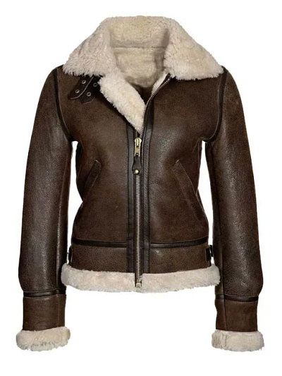Women’s Distressed Shearling Brown Leather Jacket brownleatherjacket realleather