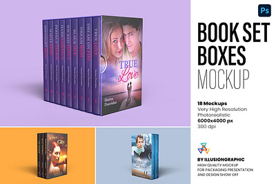 Book Set Boxes Mockup - 18 views book set box