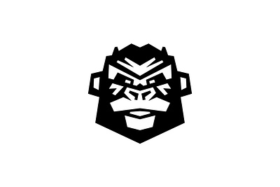 Modern Gorilla Logo animal ape apes black branding design exclusive face front geometric gorilla head illustration logo modern monkey primates sale silhouette vector