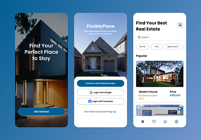 Real Estate App UI app design figma mobile ui