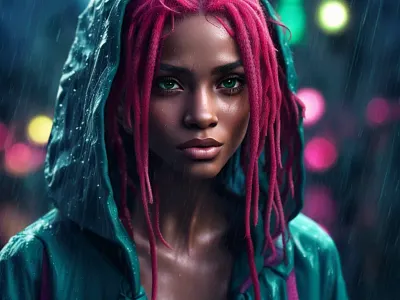 Girl Caught in Rain ai digital art