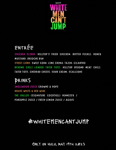 White Men Can’t Jump Premier Dinner Menu branding design graphic design logo menu menudesign