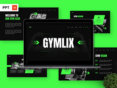 Gymlix Powerpoint Template green portfolio powerpoint slide template wellness