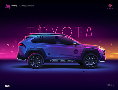 Toyota campaign car carillustration concptcar illustration lifestyle neon offroad photoshop rain suv toyota vehicle