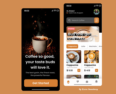 Coffee App Design dribble figma graphic design ui uidesign uidesigninspiration uiux uiuxdesign