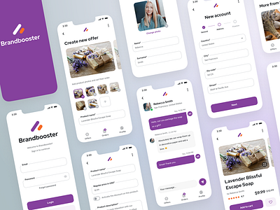 Brandbooster - promote and sell your handicrafts 🎨🛍️ app artisans branding craftsmanship design graphic design handmade illustration mobile new productdesign purple typography ui ux