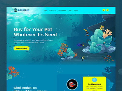 🐟 Fish food selling Banner aquarium attractiveui design ecommerce design fish food fish shop fishes gradient illustration landing landing page ocean pollution sea trending ui uiux waste water websitedesign