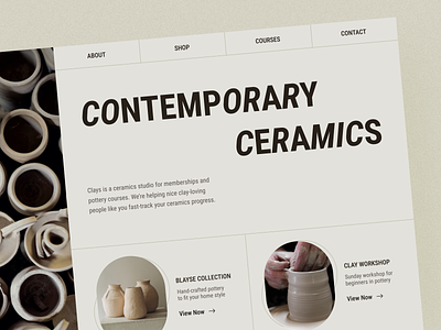 Website for ceramics studio ☕️ | Hyperactive aesthetics branding ceramics clay design e commerce hero section hyperactive interfaces pottery pottery website product design shapes typography ui ux web design
