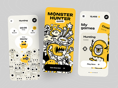 Game App Design Concept app concept design game game design gaming interface ios mobile monsters play player start ui ux