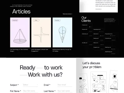 Modern Portfolio Landing Page agency black and white bussiness clean clients company concept desing studio digital agency illustration landing page modern outline illustration portfolio sauqi studio uiux unspace website website design