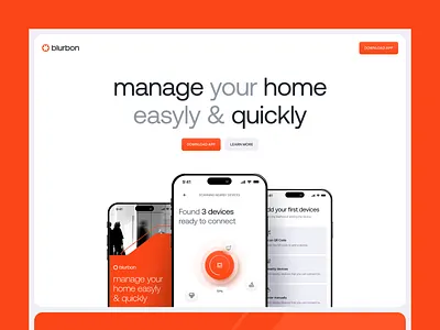 Blurbon Website app application cta design flat landing landingpage logo manage mobile app modern product skeuomorphism smart smarthome ui ui design ux web website