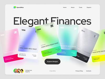 💳✨Credit Card Service Landing Page bank bank card banking web credit card digital banking finance finance app finance web fintech frosted frosted glass frosty glass glassmorphism homepage mobile banking website design white