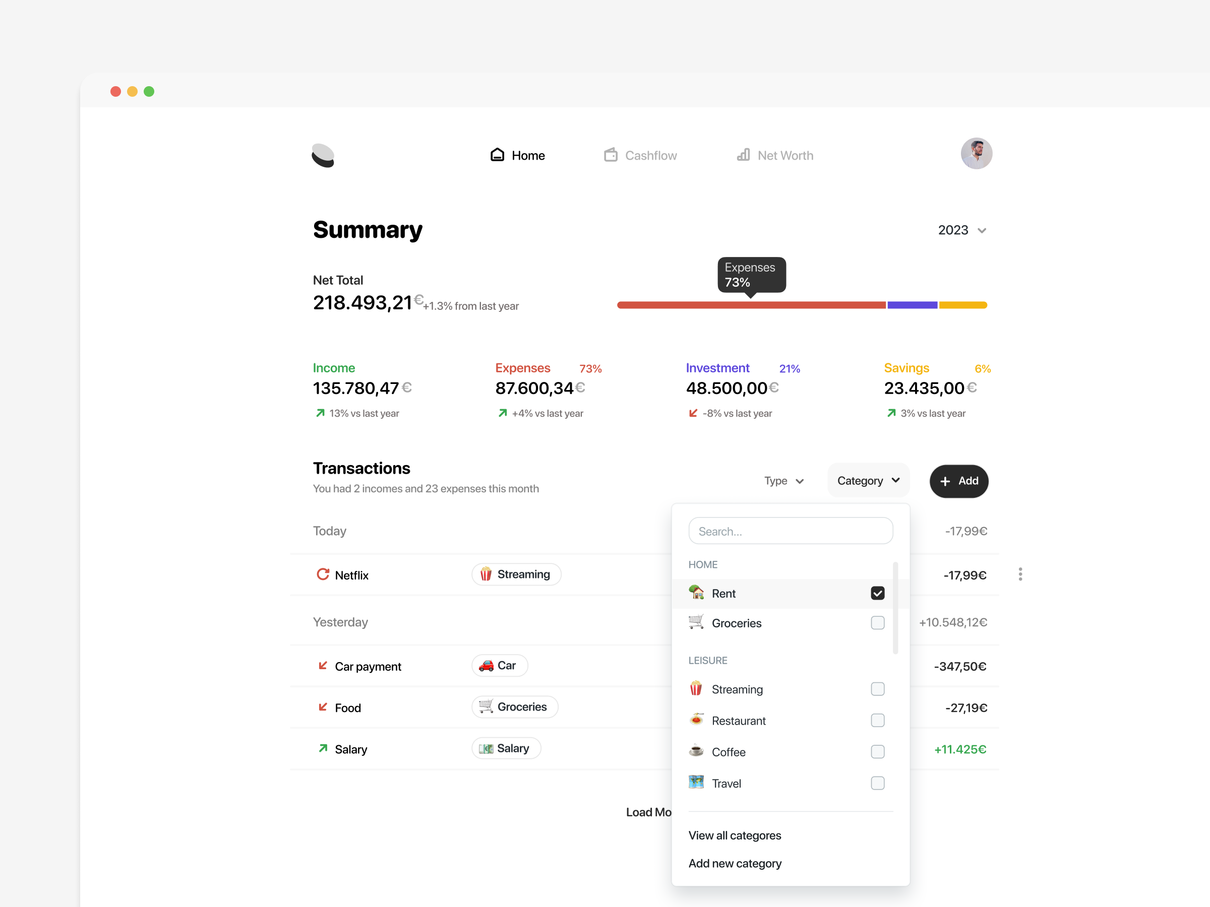 Example of Expense Tracker