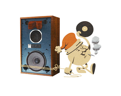 RB009 character dance djing flyer hifi illustration mix music party records sound vintage vinyl xmas