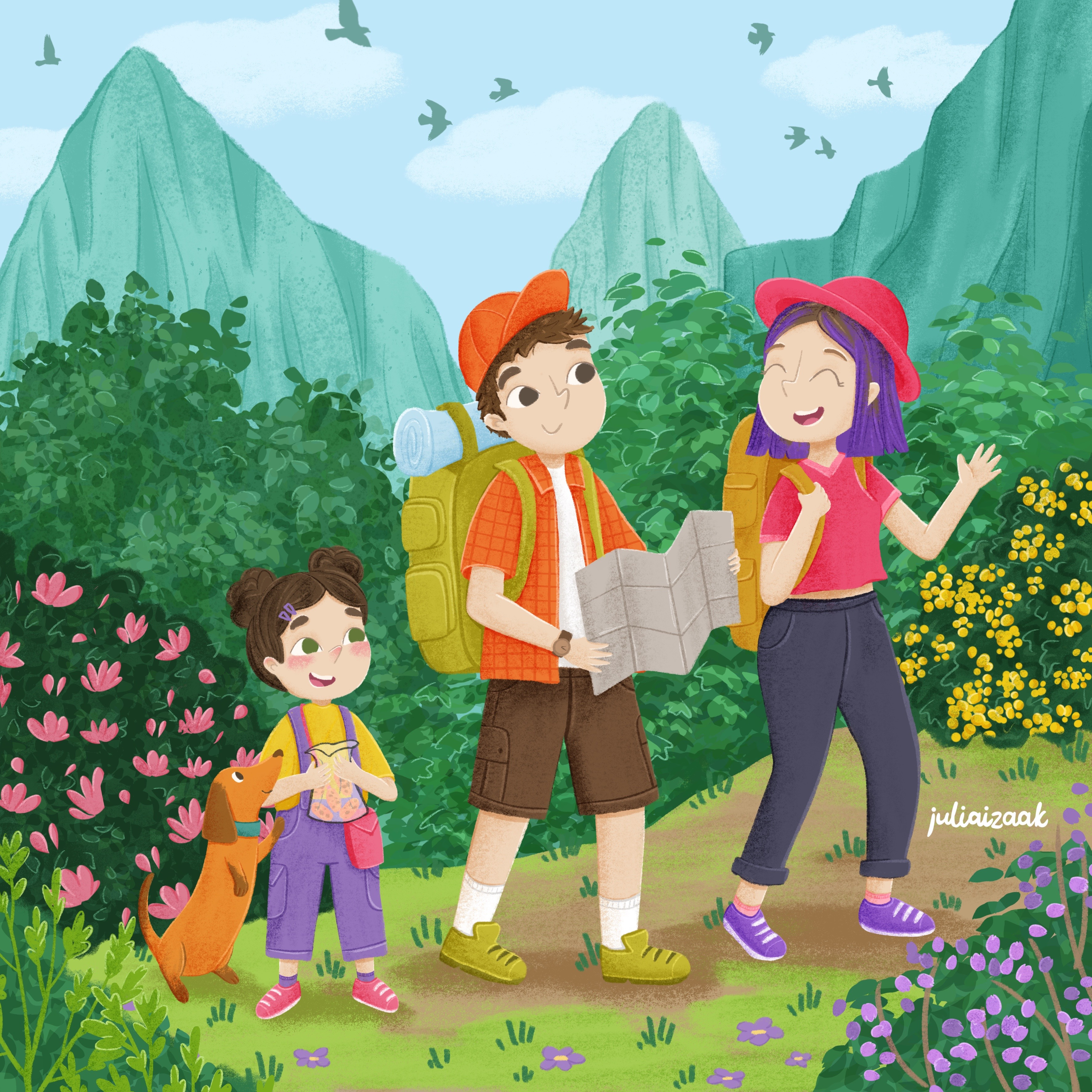 Mountain trip design illustration