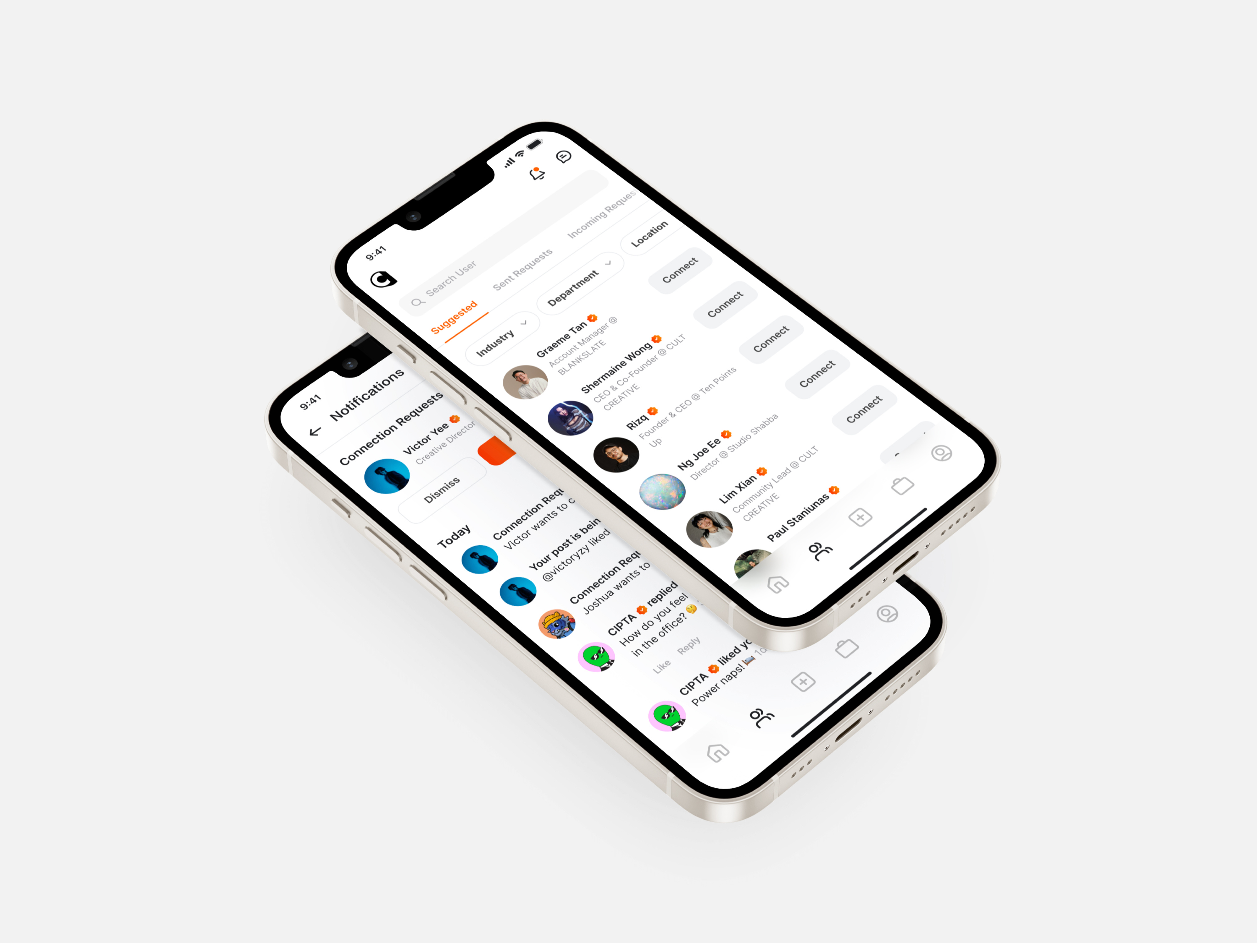 Network & Notifications – Cult Creative Mobile App app app design app redesign clean clean ui concept design interface malaysia minimal mobile app mobile app design product redesign ui ui design